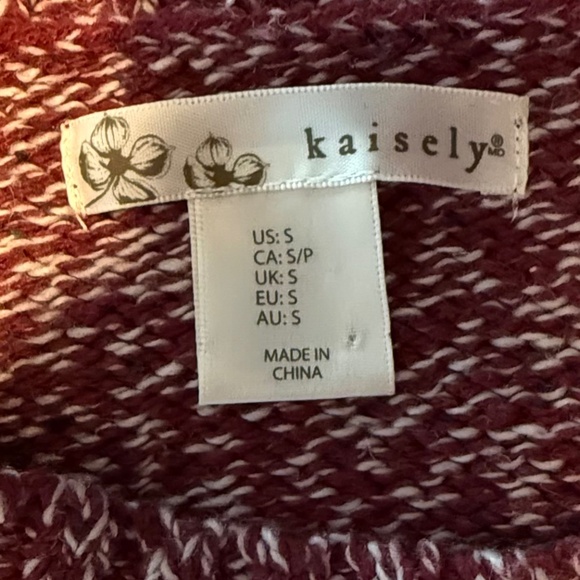Kaisely Anthropologie Red White Crop Sweater Small - Picture 3 of 3